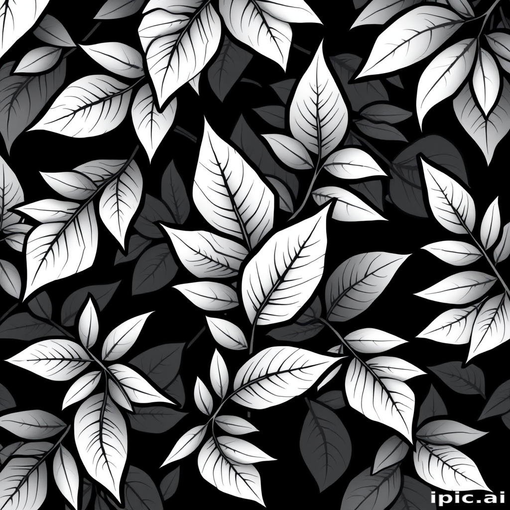 leaves clip art black and white