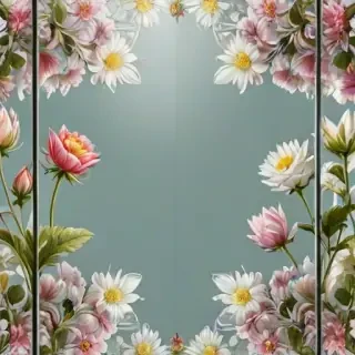 flowers behind glass wallpaper