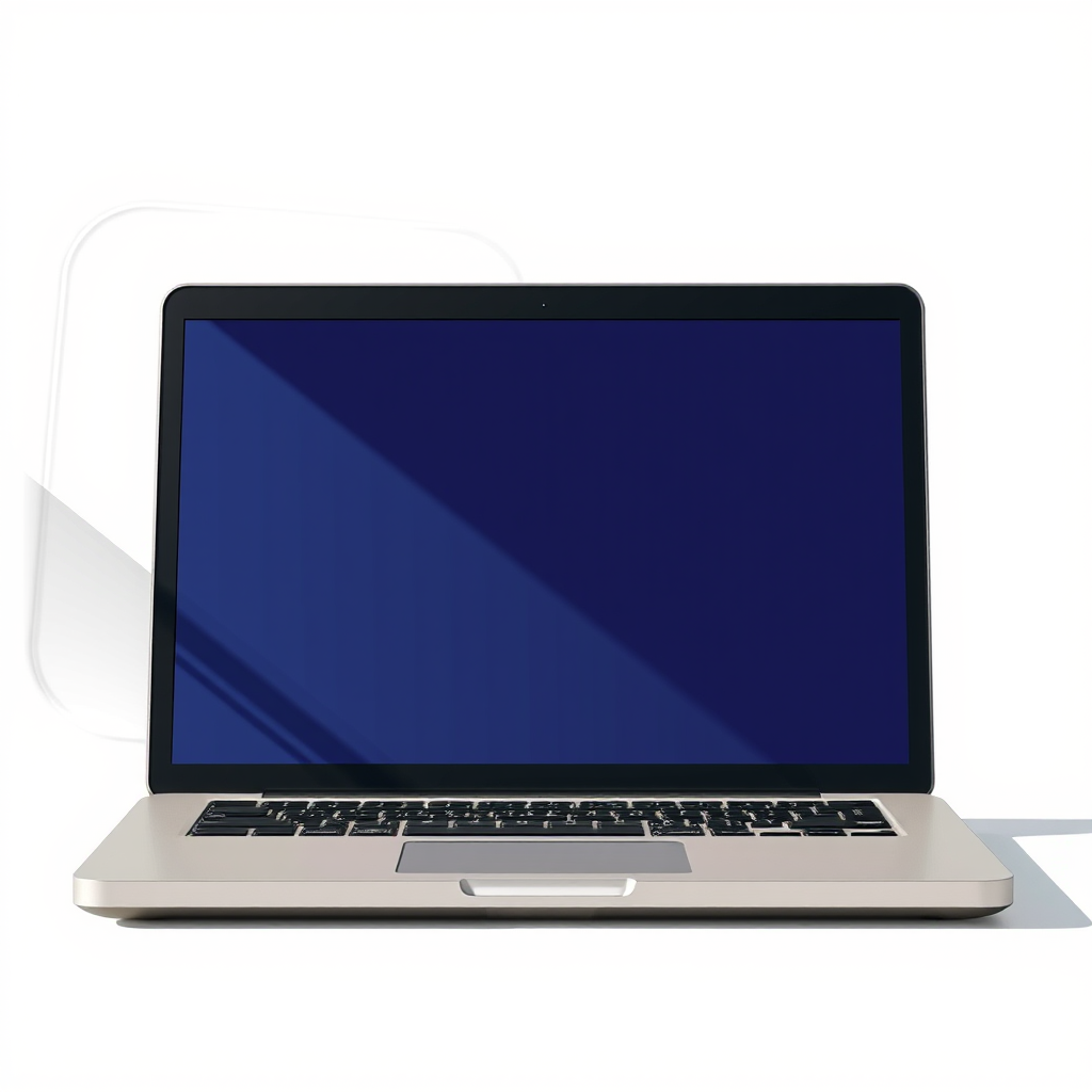 Create a detailed digital illustration of an open laptop from a slightly elevated angle with a high-resolution setting, using a Canon EOS 5D Mark IV camera at f/2.8 aperture, ISO 100, 50mm lens, natural lighting to enhance colors and details.