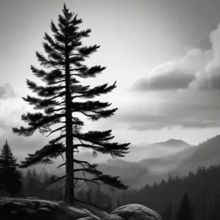 pine tree clipart black and white
