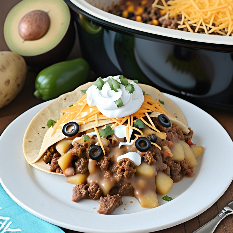 crock pot beefy potato taco casserole
