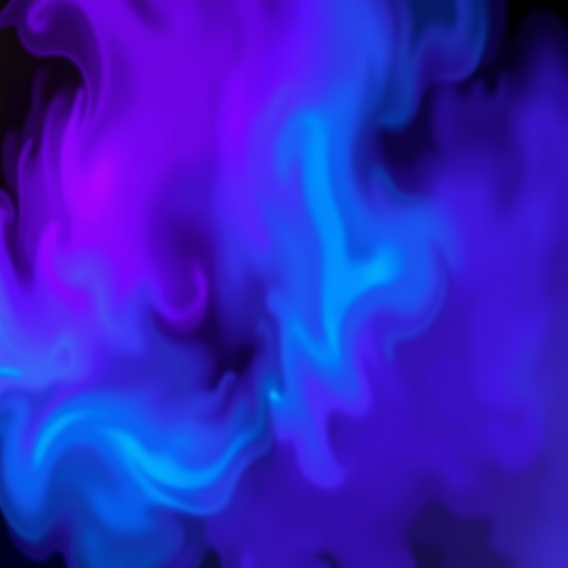 Generate an abstract digital painting with vibrant shades of purple and blue, using a DSLR camera, settings: ISO 100, aperture f/5.6, shutter speed 1/60, focal length 50mm, in a soft focus style and a frontal view.