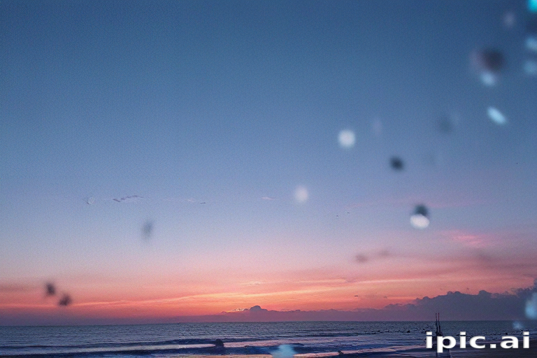 Serene Sunset Over the Ocean with Gentle Waves and Colorful Sky