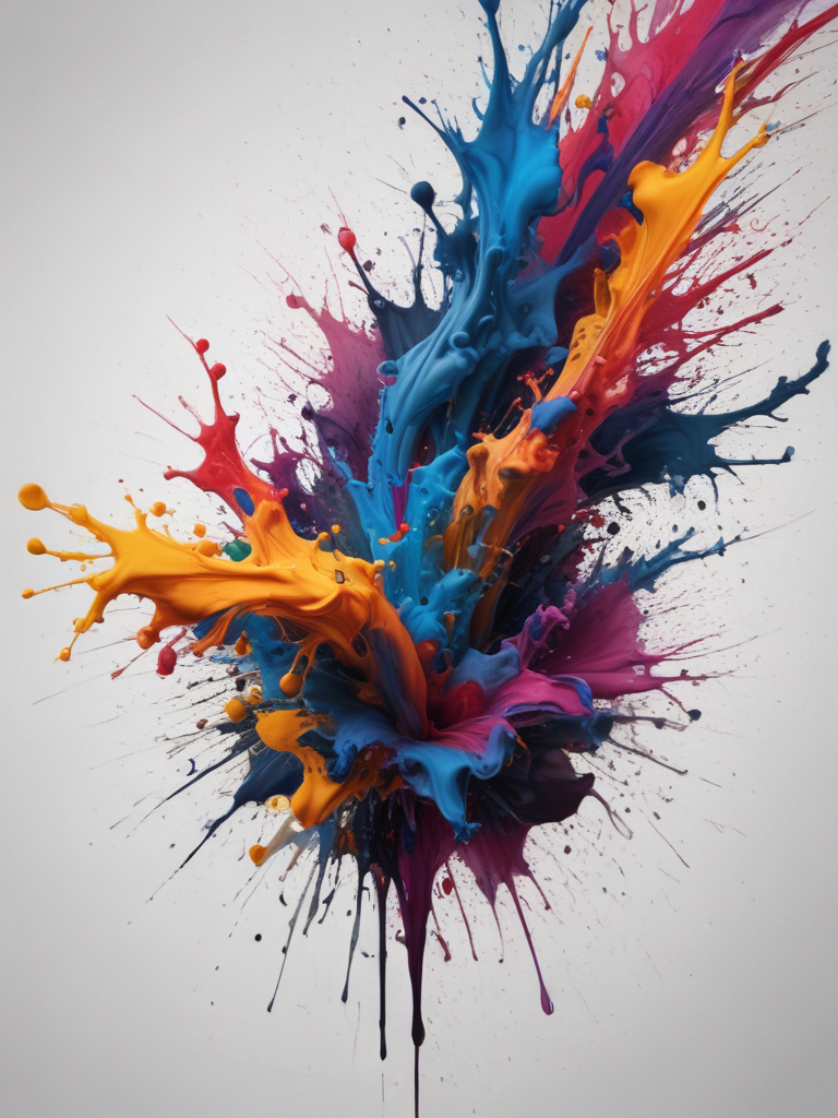 Vibrant Explosion of Colorful Paint Splashes Creating Dynamic Abstract Art