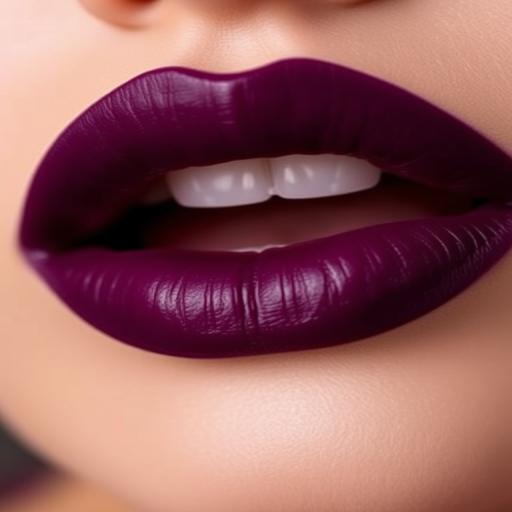 Deep plum lips with a satin-matte finish, titled "Midnight Orchid," boasting rich pigmentation and a smooth, velvety feel for dramatic allure