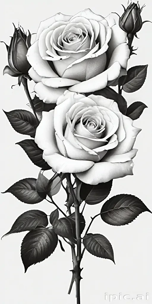 roses clipart black and white
