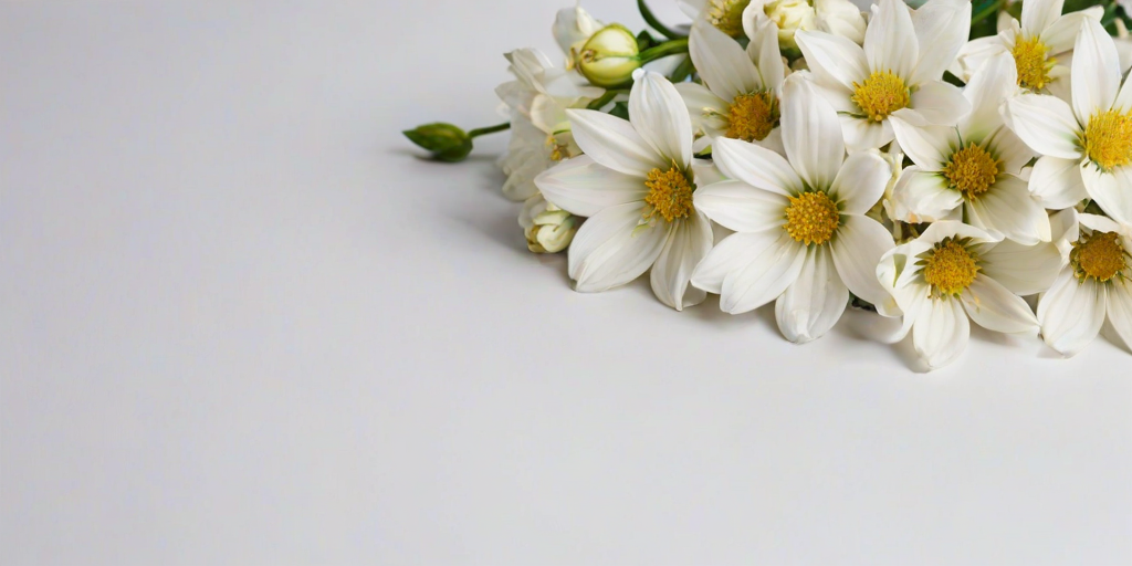 white background with flowers
