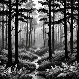 forest clipart black and white