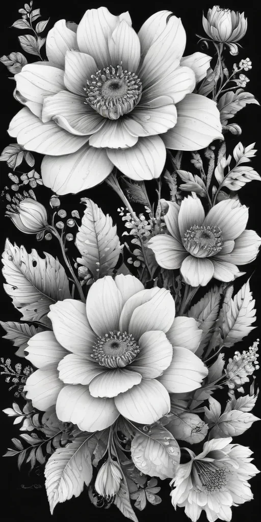 flower clip art black and white