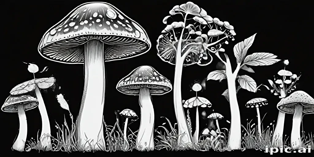 mushroom clipart black and white