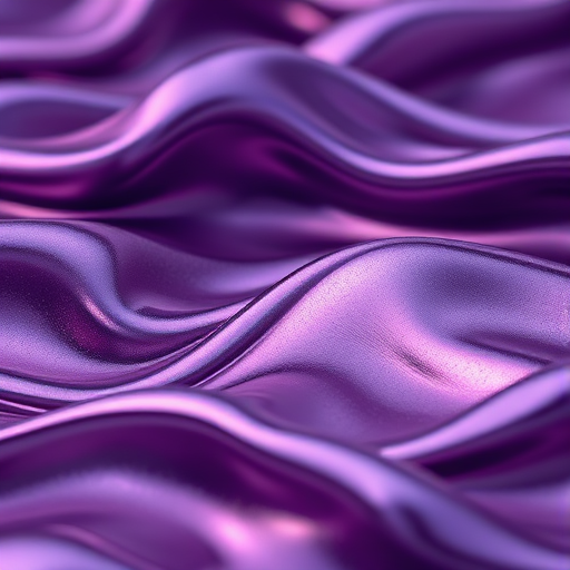 create an abstract texture of flowing metallic waves in shades of deep purple and silver, captured with a Canon EOS R5 at f/8, ISO 100, 1/60 sec under natural light, using a macro lens for close-up detail and a soft focus background to enhance depth