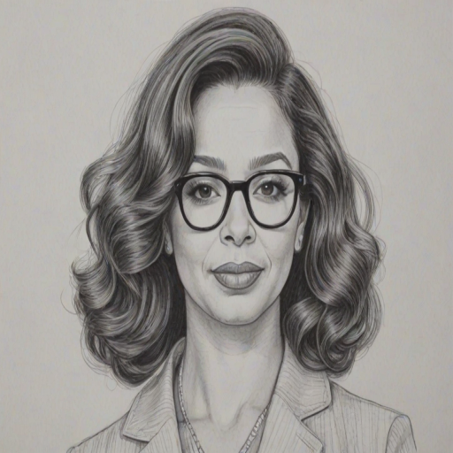 Alluring Maya Rudolph, pencil sketch, portrait of Magnificent woman 1967s in glasses, hair style beatnik, outline, clear lines, fine lines, 8k