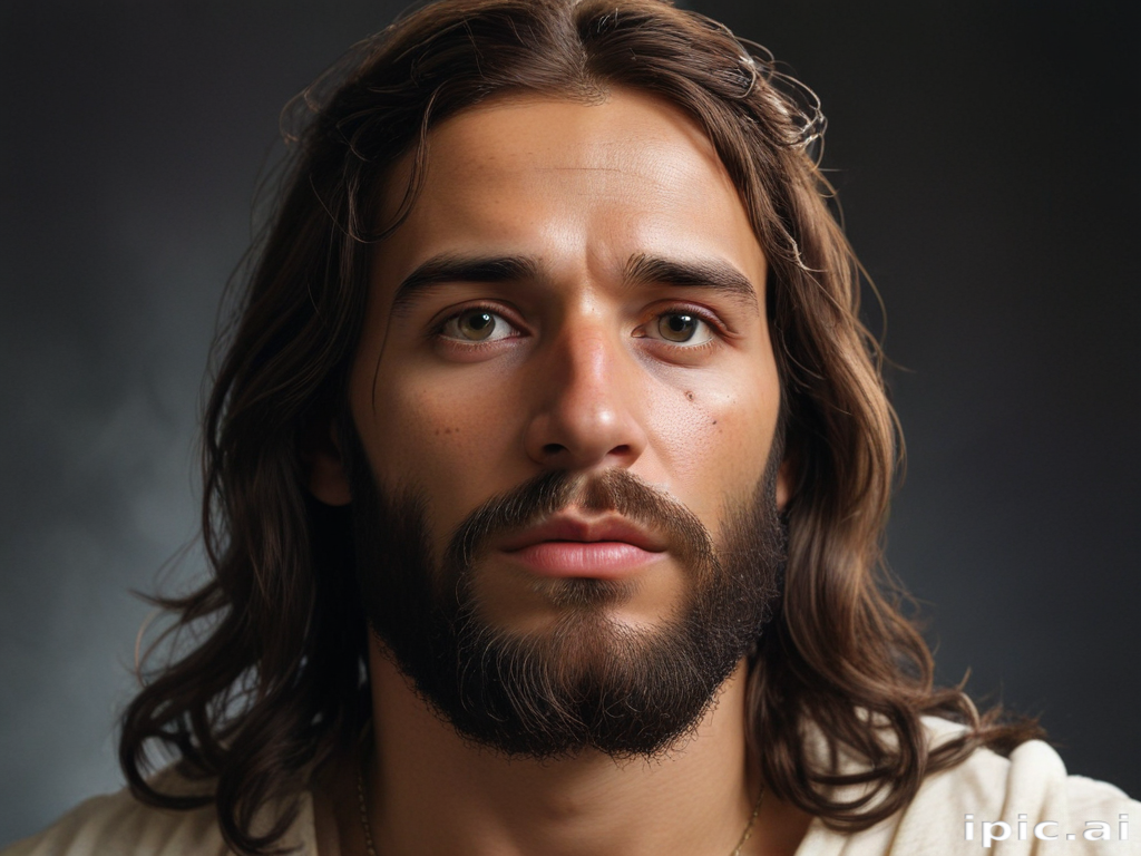 Portrait of a Thoughtful Man with Long Hair and a Beard