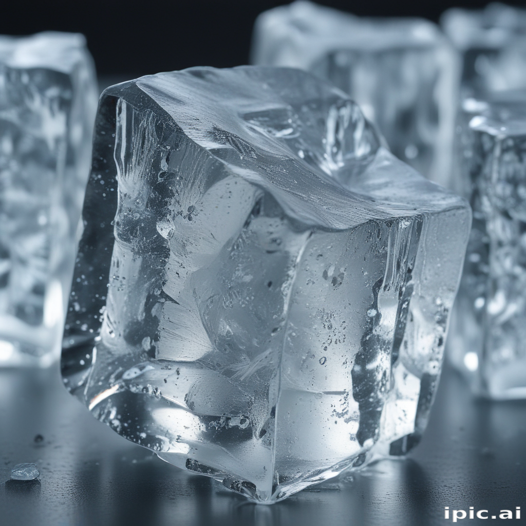 Close-Up of Glimmering Ice Cubes Reflecting Light on a Dark Surface