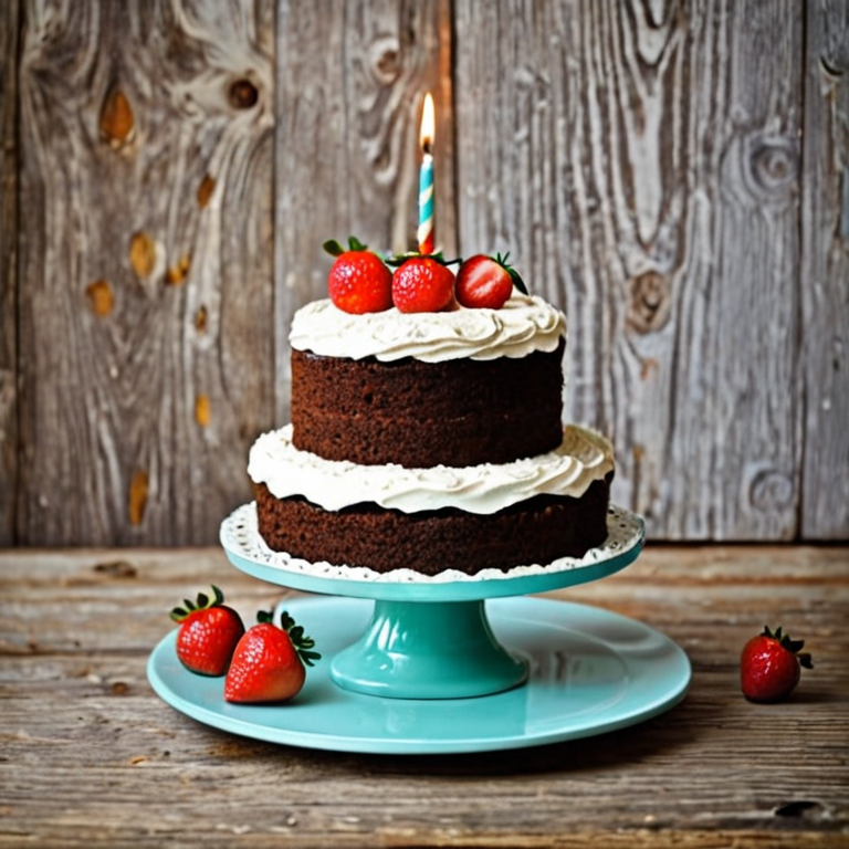 A cake sitting in a wierd place in retro style