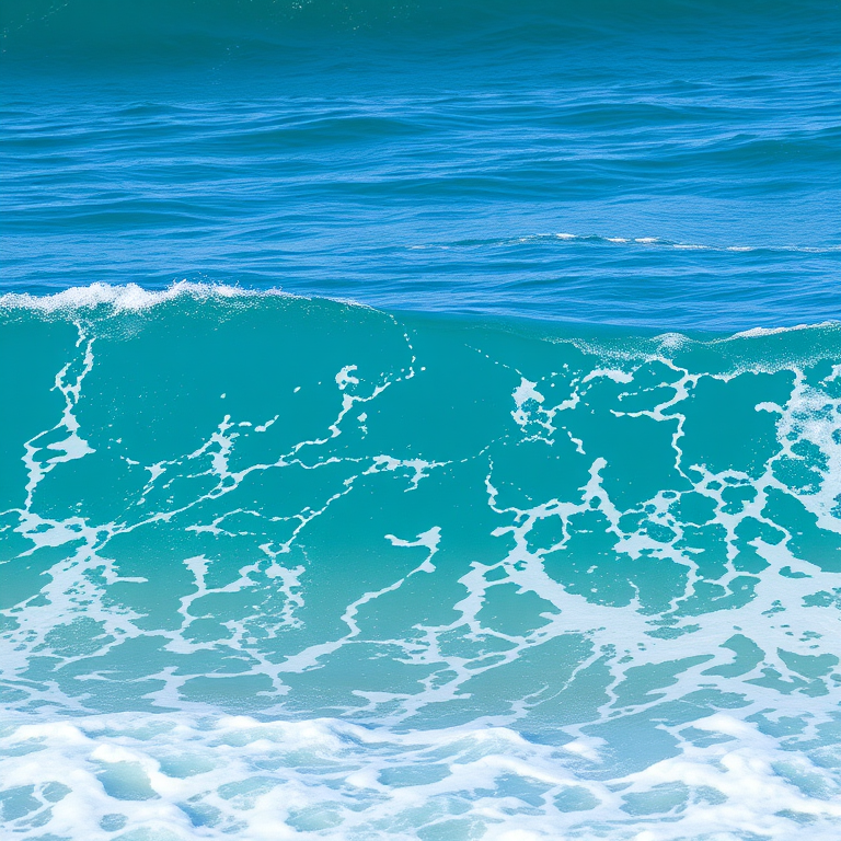 Regenerate the image of ocean waves with high resolution, using a Canon EOS 5D Mark IV, 24mm lens, aperture f/11, shutter speed 1/500s, ISO 100, natural lighting, landscape orientation, emphasizing the vibrant turquoise color of the water and dynamic wave motion.