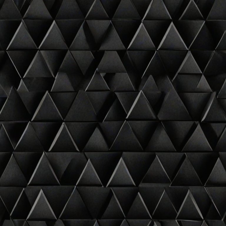 Create a seamless pattern of black inverted triangles arranged in a grid on a dark background.