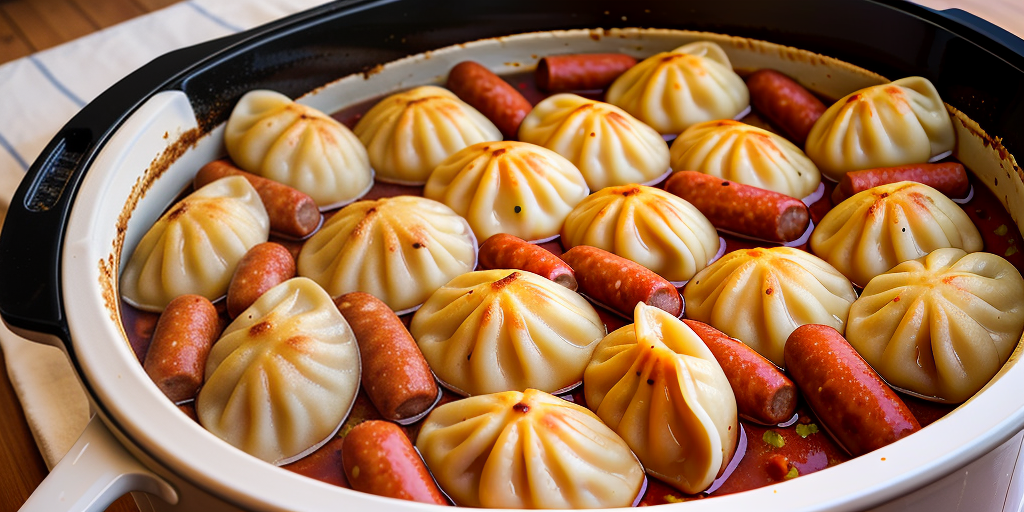 kielbasa and pierogies in crock pot