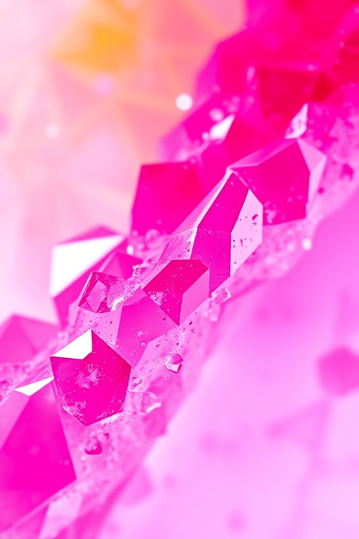 Create a vibrant abstract background with a glossy pink crystal texture, using a 50mm lens, f/2.8 aperture, ISO 100, taken from a straight-on view with a high-resolution DSLR camera.