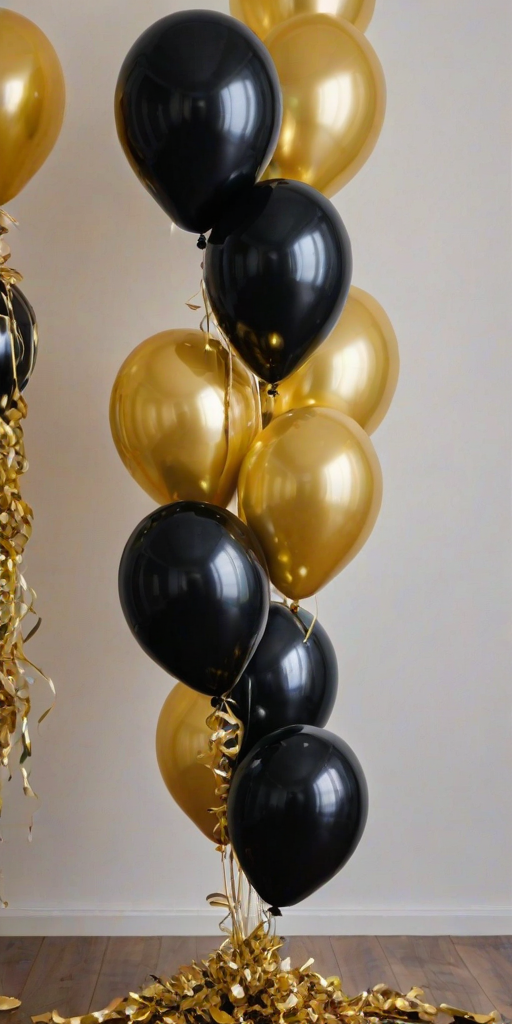 black and gold balloons png