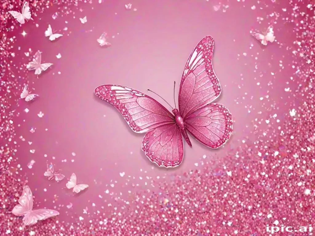 glitter pink butterfly wallpaper