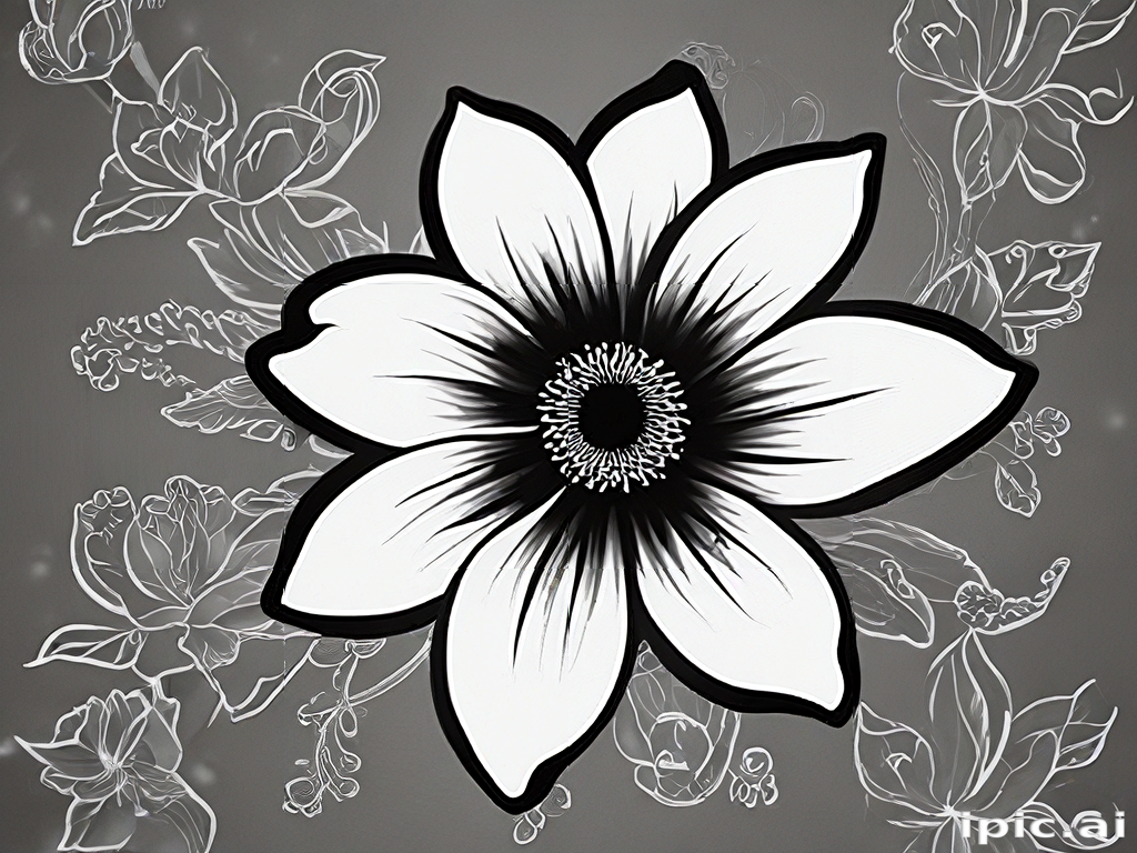 Elegant Black and White Floral Design with Intricate Background Patterns
