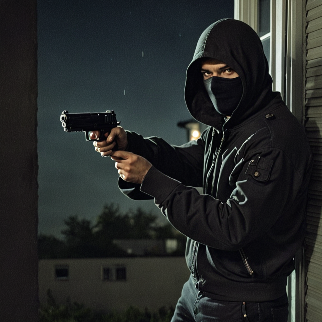 robbery happening in a house at night