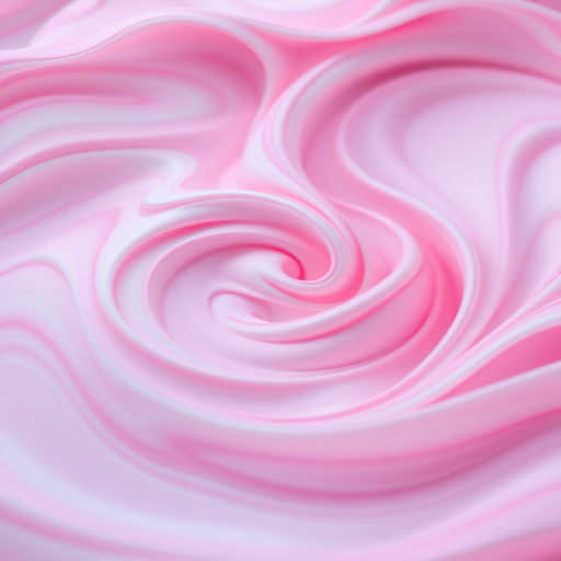 Create an abstract artwork featuring flowing pink and white swirling patterns with vibrant color gradients, captured with a DSLR camera at f/2.8 aperture, ISO 100, shutter speed 1/125s, using a macro lens with a shallow depth of field to enhance details and texture.