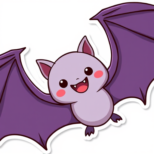 this photo is a kawaii Vampire bat sticker, 3d digital art, white background, sticker line weight
