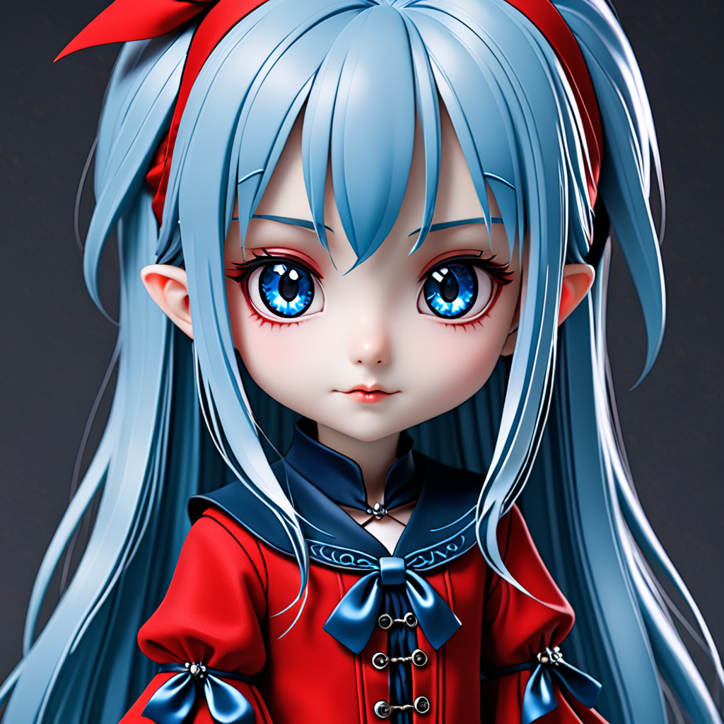 Free Ai Image Generator - High Quality and 100% Unique Images - iPic.Ai —  Little Loli vampire with long blue hair and shiny blue eyes wearing red  clothes style anime