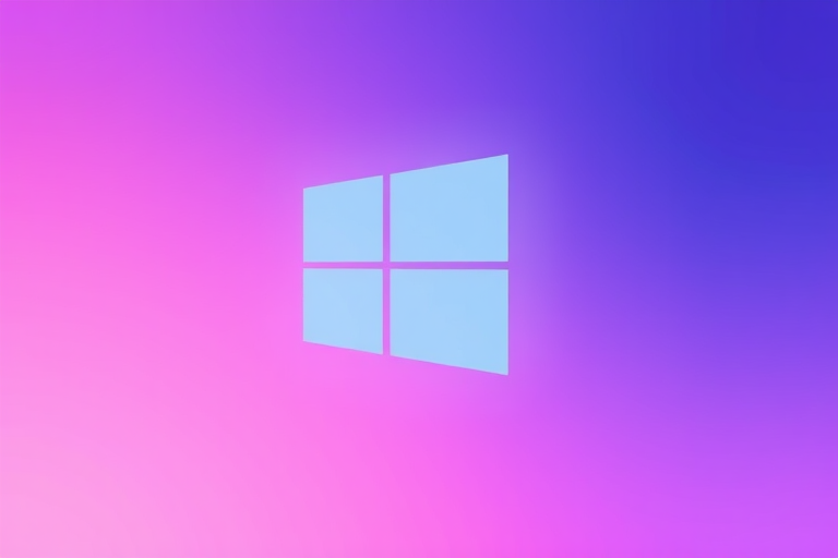 Generate an image of a stylized Windows logo with a soft gradient background, using a DSLR camera with a focal length of 50mm, aperture set to f/2.8, ISO 100, and soft natural lighting for enhanced quality.