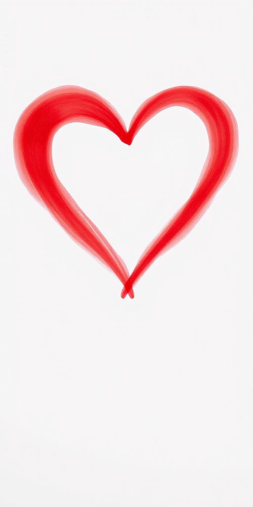 Create a vibrant red heart shape on a white background, captured with a 50mm lens at f/2.8, ISO 100, 1/200s shutter speed, using a DSLR camera at eye level with a soft focus effect.