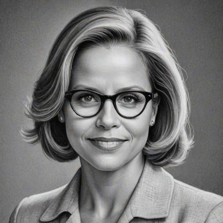 Ravishing Katie Couric, pencil sketch, portrait of Fetching woman 1938s in glasses, hair style beatnik, outline, clear lines, fine lines, 8k