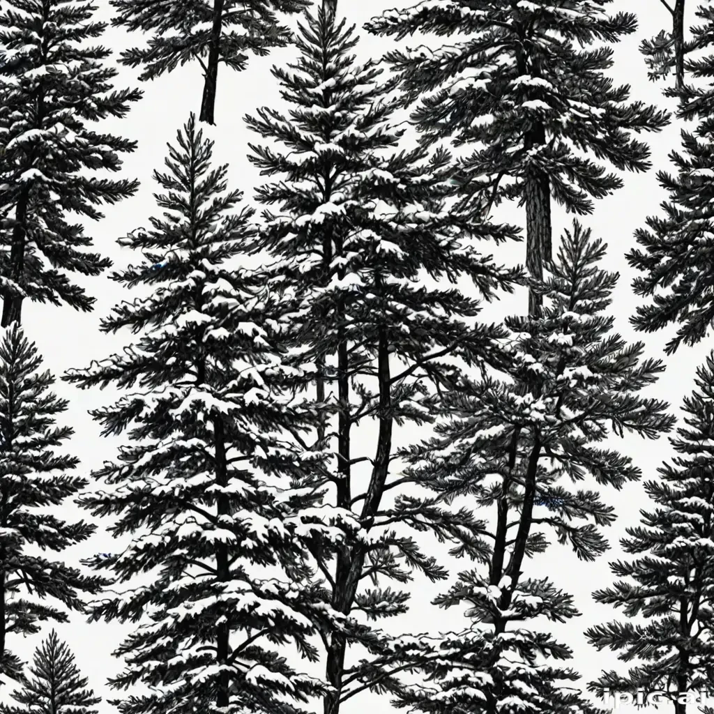pine tree clipart black and white