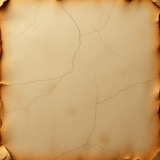 Create an aged paper texture with vintage framing, focusing on detailed cracks and faded colors, captured with a DSLR camera at f/2.8, ISO 100, 50mm prime lens, top-down view, natural lighting for enhanced texture clarity.