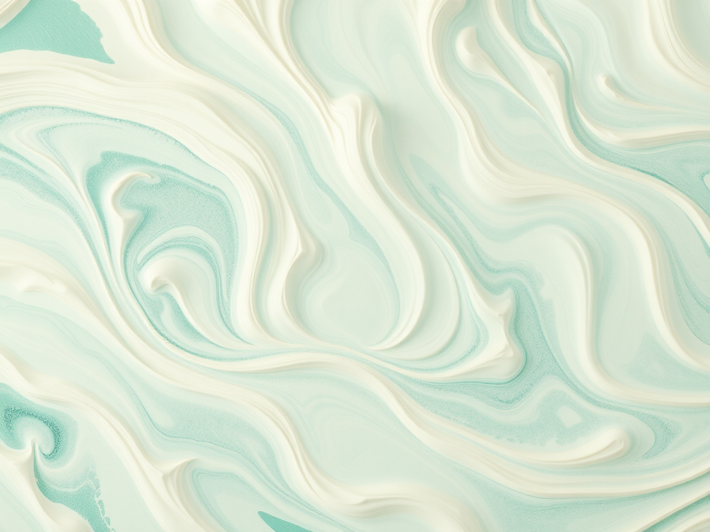 Create a high-resolution abstract background with swirling soft mint and cream colors, capturing fine details and textures, shot with a DSLR camera at f/8, ISO 200, with a 50mm lens from a slight overhead angle to enhance depth and clarity.