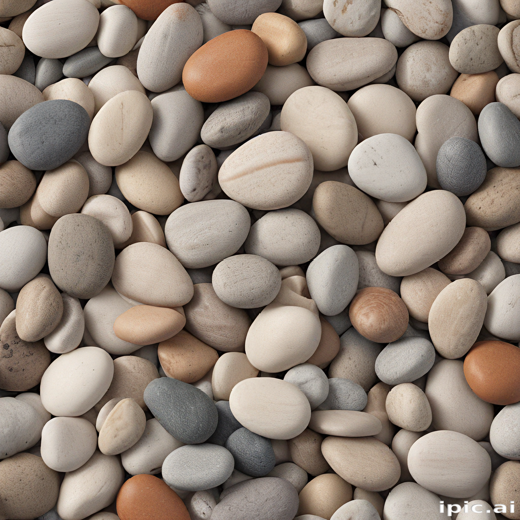 13 Pebbles A Variety of Smooth, Colorful Pebbles and Stones on a Natural Surface.