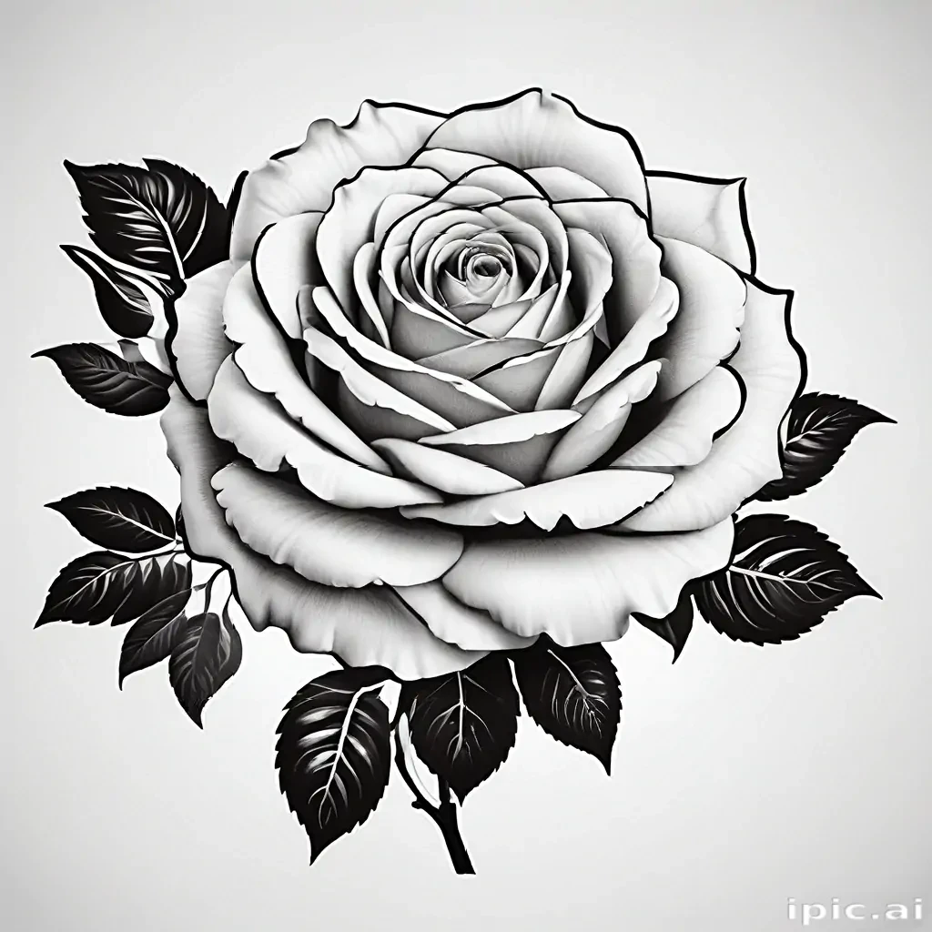 rose clip art black and white