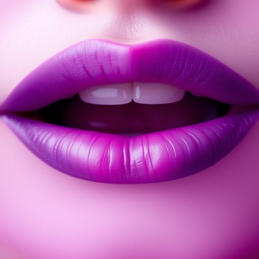 Ombre gradient lips transitioning from lilac to deep purple, seamless color blend, petal-soft finish, dreamy and romantic Twilight Petal Fade design