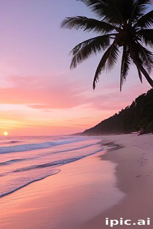 pink beach sunset