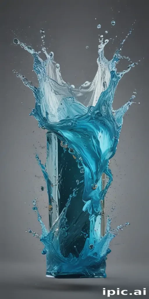 Dynamic Splash of Blue Water Captured in a Glass Container
