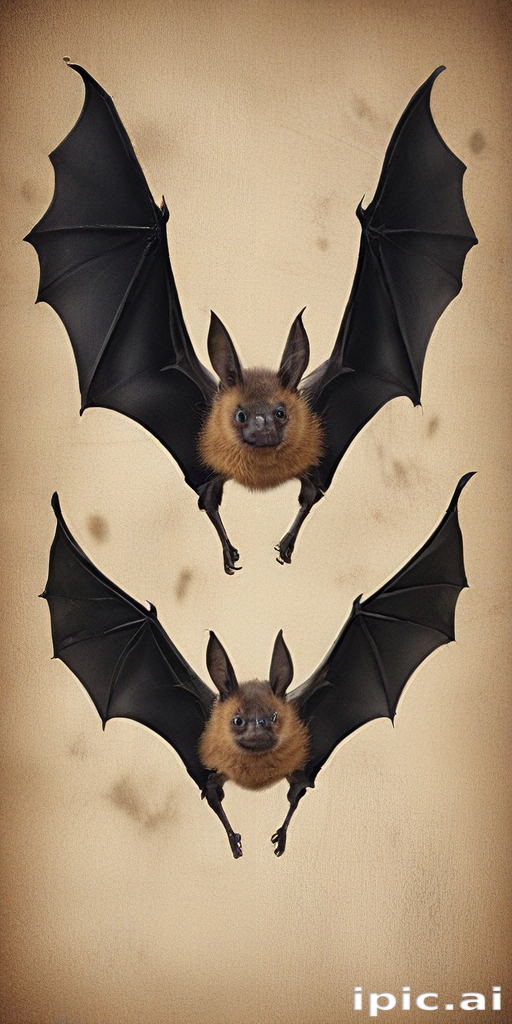 Two Playful Bats Soaring in the Air with Outstretched Wings