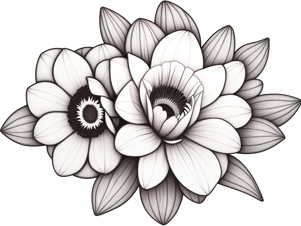 Intricate Black and White Floral Design Featuring Elegant Blossoms and ...