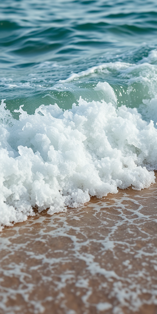 Generate a high-resolution image of a dynamic ocean wave crashing onto the shore, captured with a Canon EOS R5 at f/8, ISO 100, 1/250s, wide-angle lens, natural lighting to enhance the colors and details of the water.