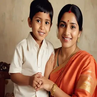 mom and son indian