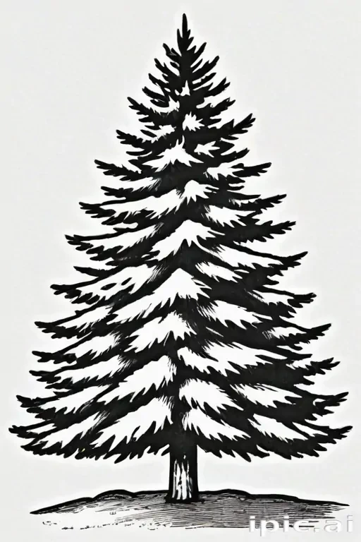 pine tree clip art black and white