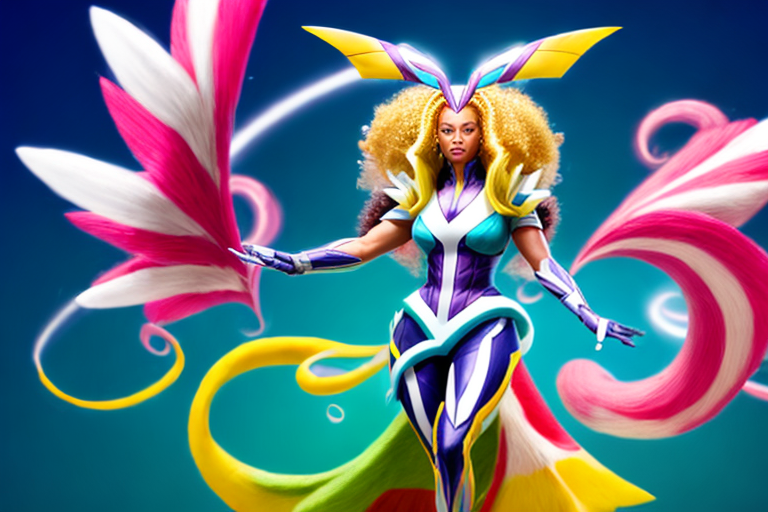 Beyoncé as a Pokémon gym leader with a Milotic