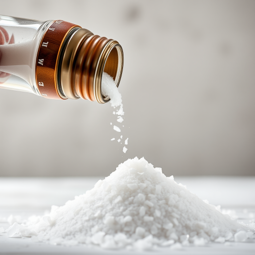 Create a high-resolution image of a salt shaker pouring salt onto a mound of salt, captured at a 45-degree angle with a shallow depth of field, using a DSLR camera set to ISO 100, aperture f/2.8, and a focal length of 50mm, with soft natural lighting to enhance texture and contrast.