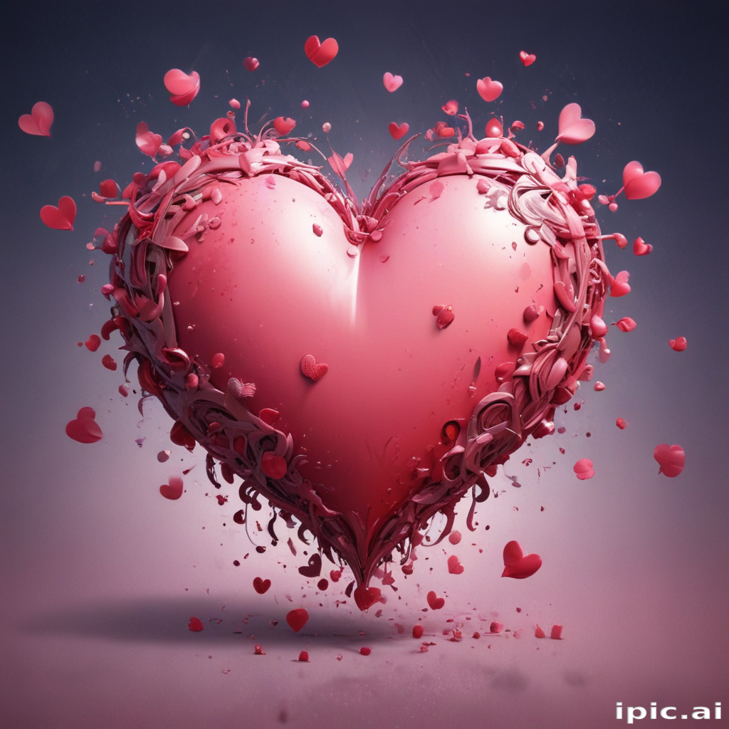 A Beautifully Crafted Heart Surrounded by Floating Tiny Hearts in Love.