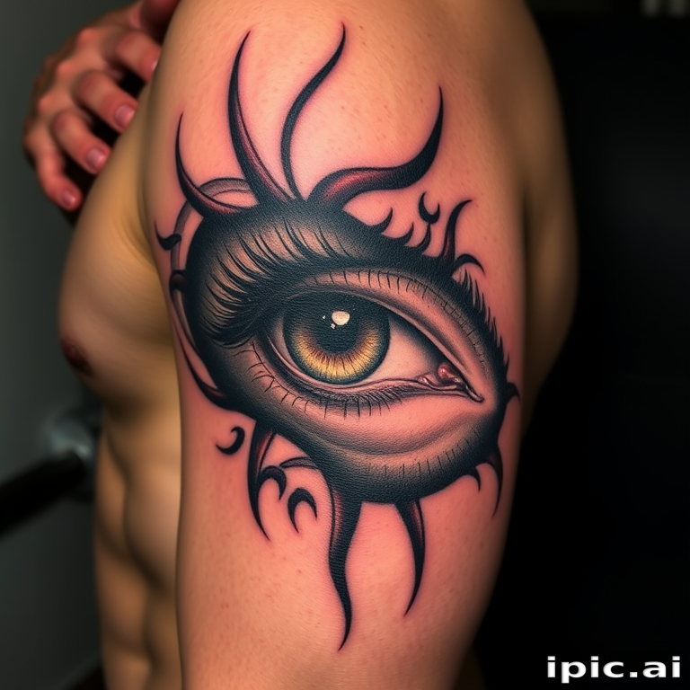 Realistic 3D tattoo dubbed "Optical Illusion" utilizing shading and perspective techniques to create a lifelike image that appears to emerge from or recede into the skin fooling the eye with its depth
